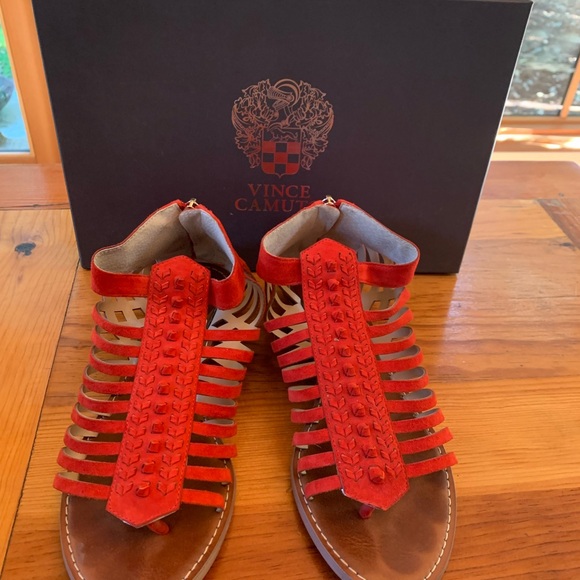 Vince Camuto Red Suede Sandal - Picture 4 of 7